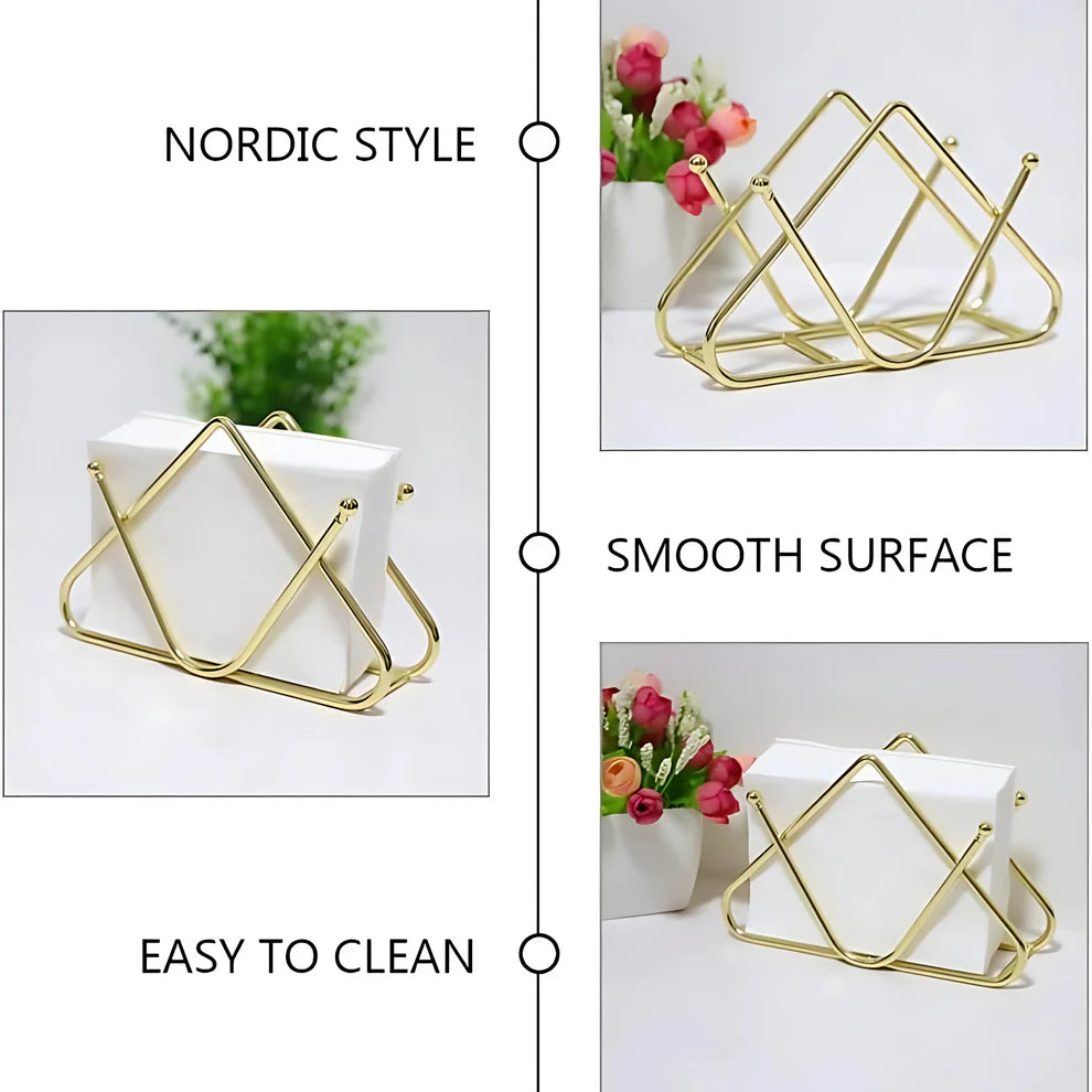 Gold Napkin Holder for Dining Table – Stable Base Tissue Organizer for Kitchen, Office & Restaurant Use