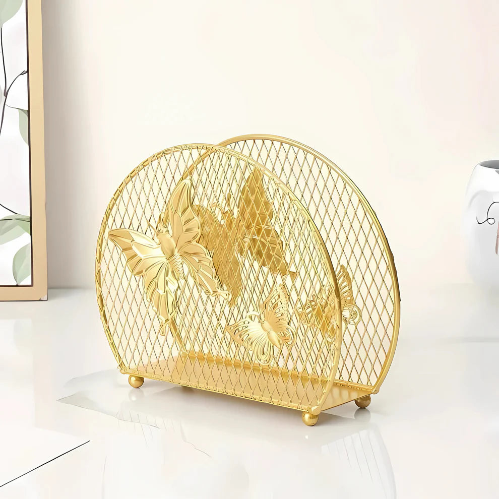 Gold Butterfly Napkin Holder – Stylish Tissue Stand for Dining Table, Kitchen & Office