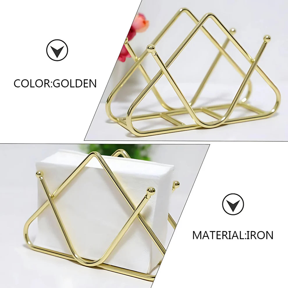 Gold Napkin Holder for Dining Table – Stable Base Tissue Organizer for Kitchen, Office & Restaurant Use