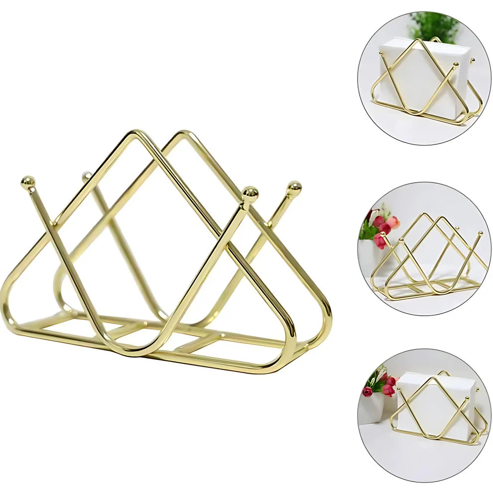 Gold Napkin Holder for Dining Table – Stable Base Tissue Organizer for Kitchen, Office & Restaurant Use