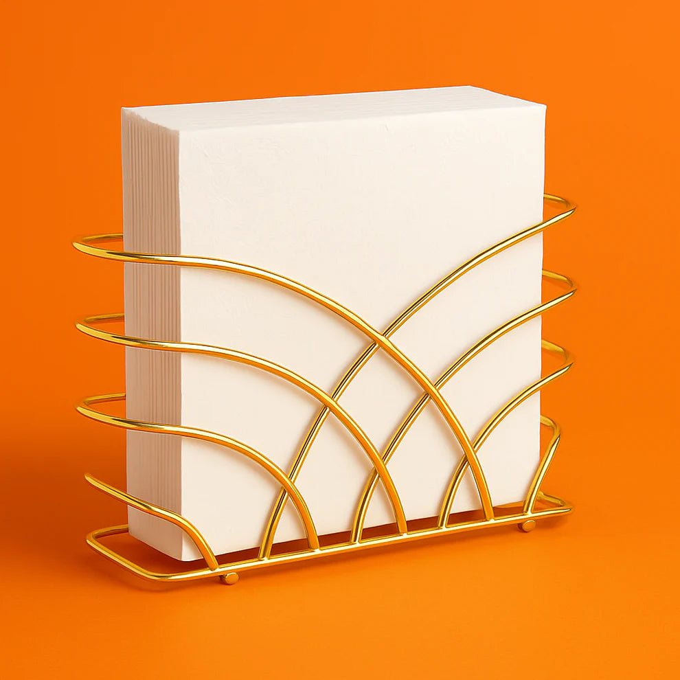 Luxury Arc Gold Napkin Holder – Stylish Tissue Stand for Dining Table & Kitchen