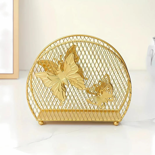 Gold Butterfly Napkin Holder – Stylish Tissue Stand for Dining Table, Kitchen & Office